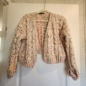 *moon & madison Speckled Cable Knit Cardigan Size S Euc*